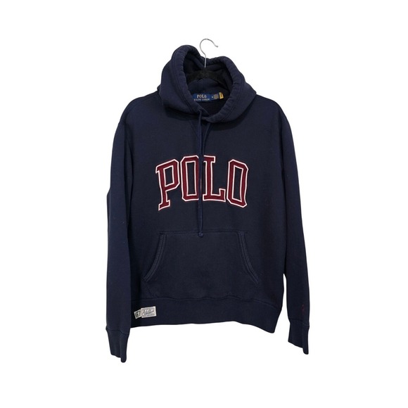 Polo Ralph Lauren Other - Polo Ralph Lauren M Spellout Hoodie Colligiate Navy Blue Logo Varsity Preppy ~
